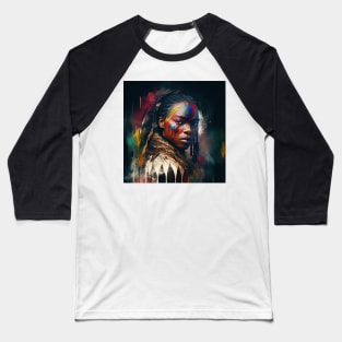 Powerful American Native Warrior Woman #1 Baseball T-Shirt